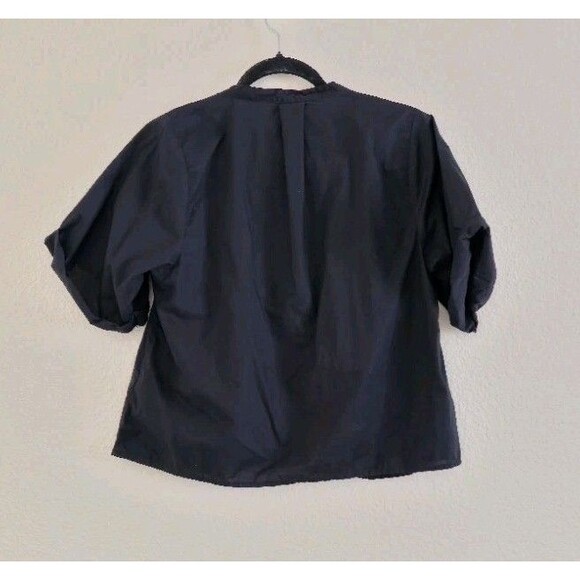 Nation LTD 2024 Filippa Blouse Black Pima Cotton Poplin Rolled Cuffs Size Small - Picture 5 of 8
